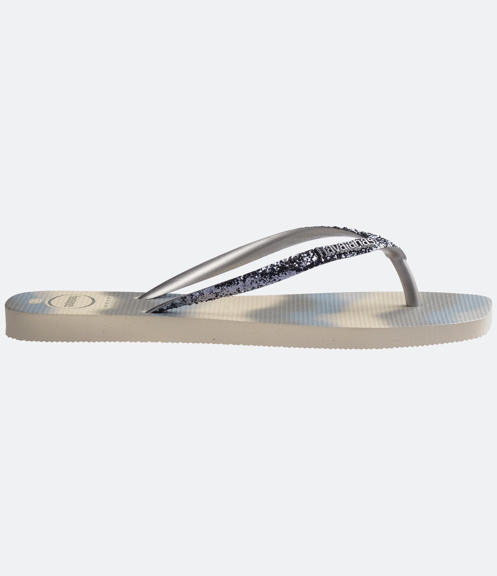 Chinelo Havaianas Slim Glitter Party com Bico Quadrado Cinza 3