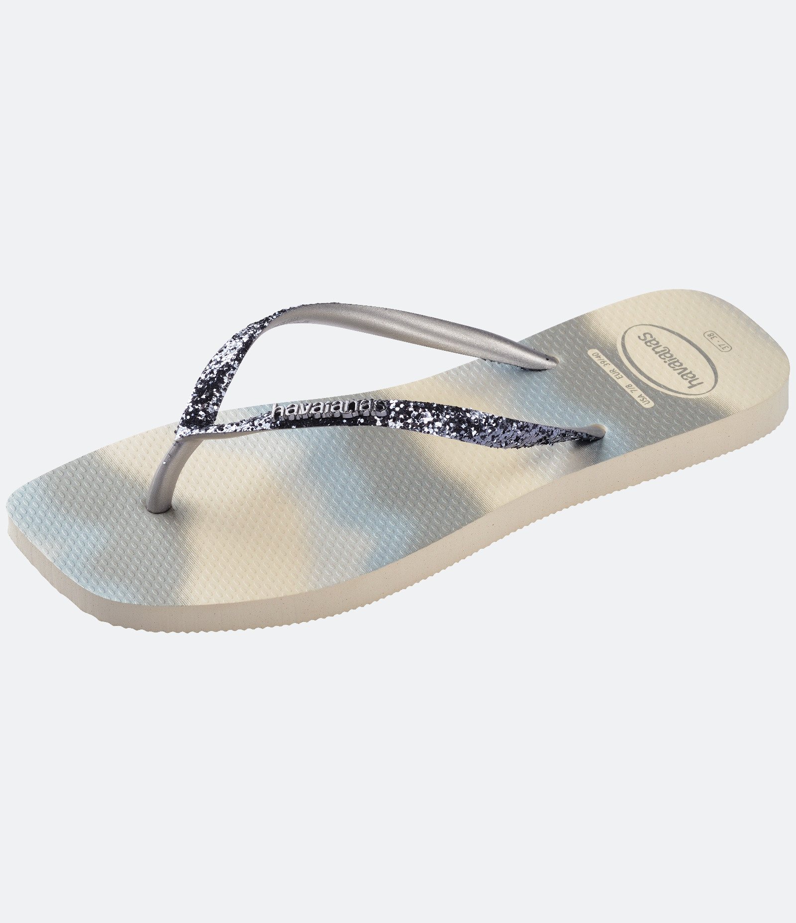 Chinelo Havaianas Slim Glitter Party com Bico Quadrado Cinza 5