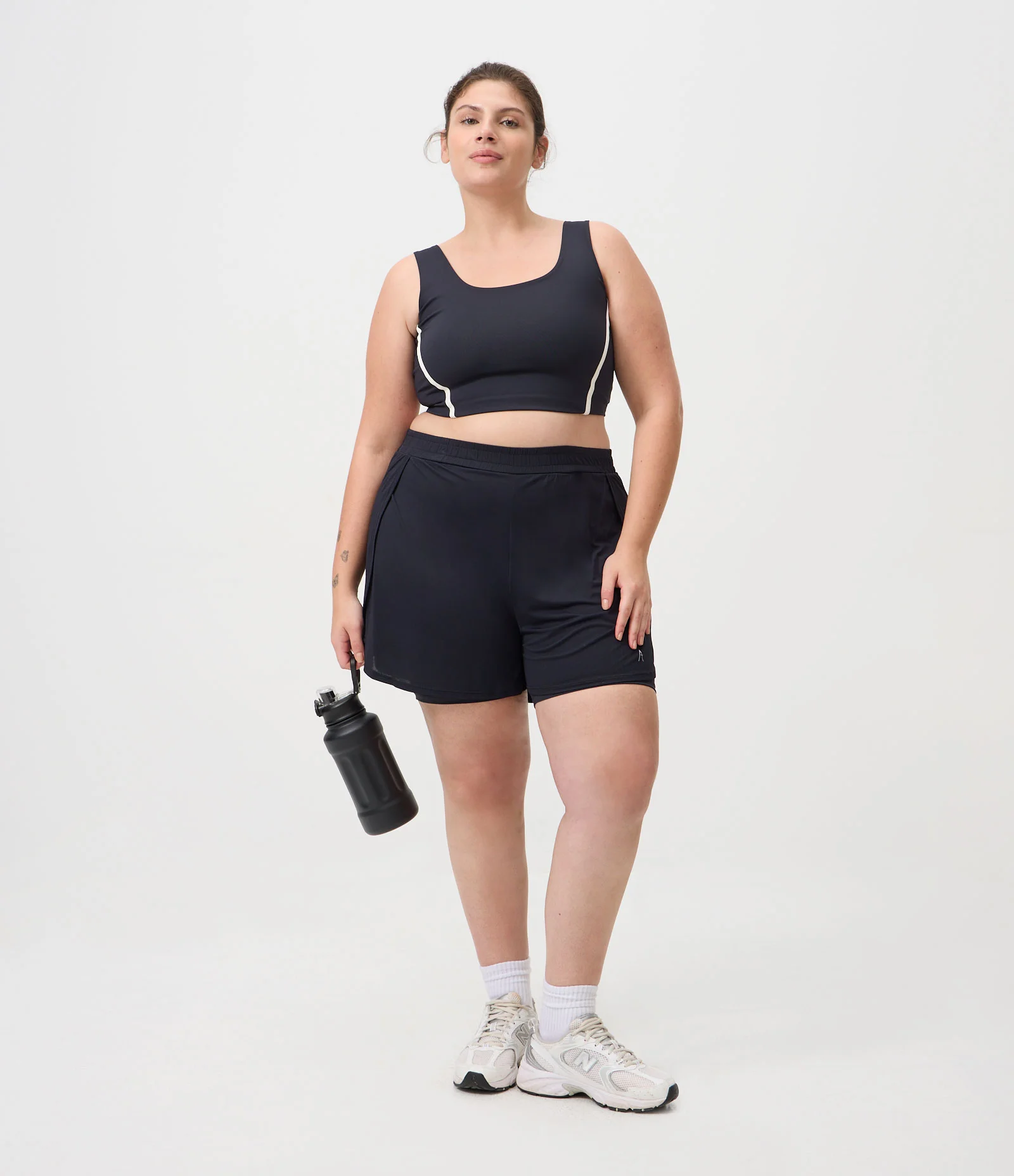 Short Runner Esportivo Bermuda Antiatrito Curve e Plus Size Preto 1