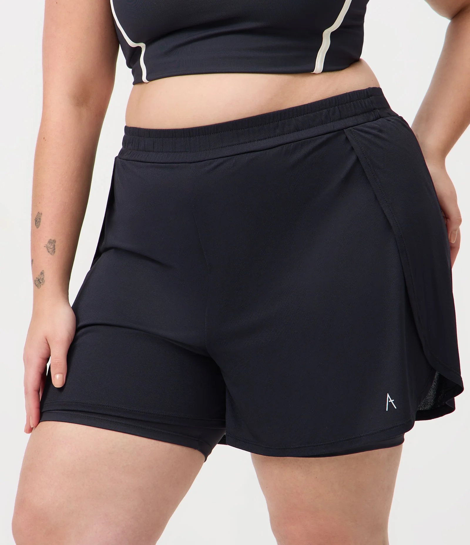 Short Runner Esportivo Bermuda Antiatrito Curve e Plus Size Preto 2
