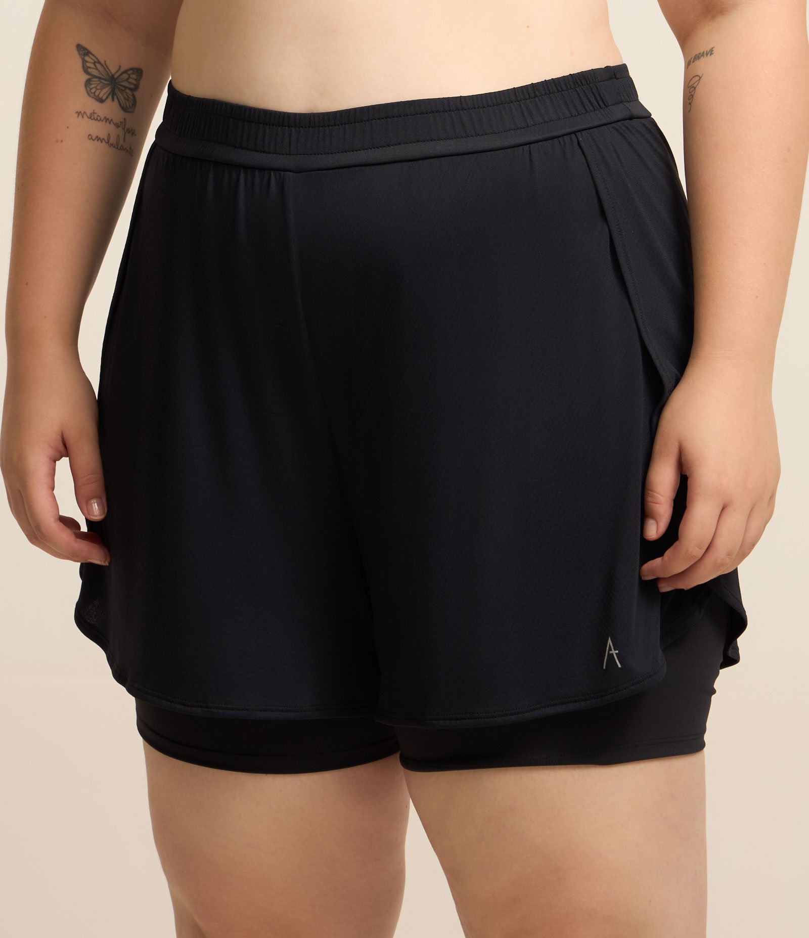 Short Runner Esportivo Bermuda Antiatrito Curve e Plus Size Preto 2