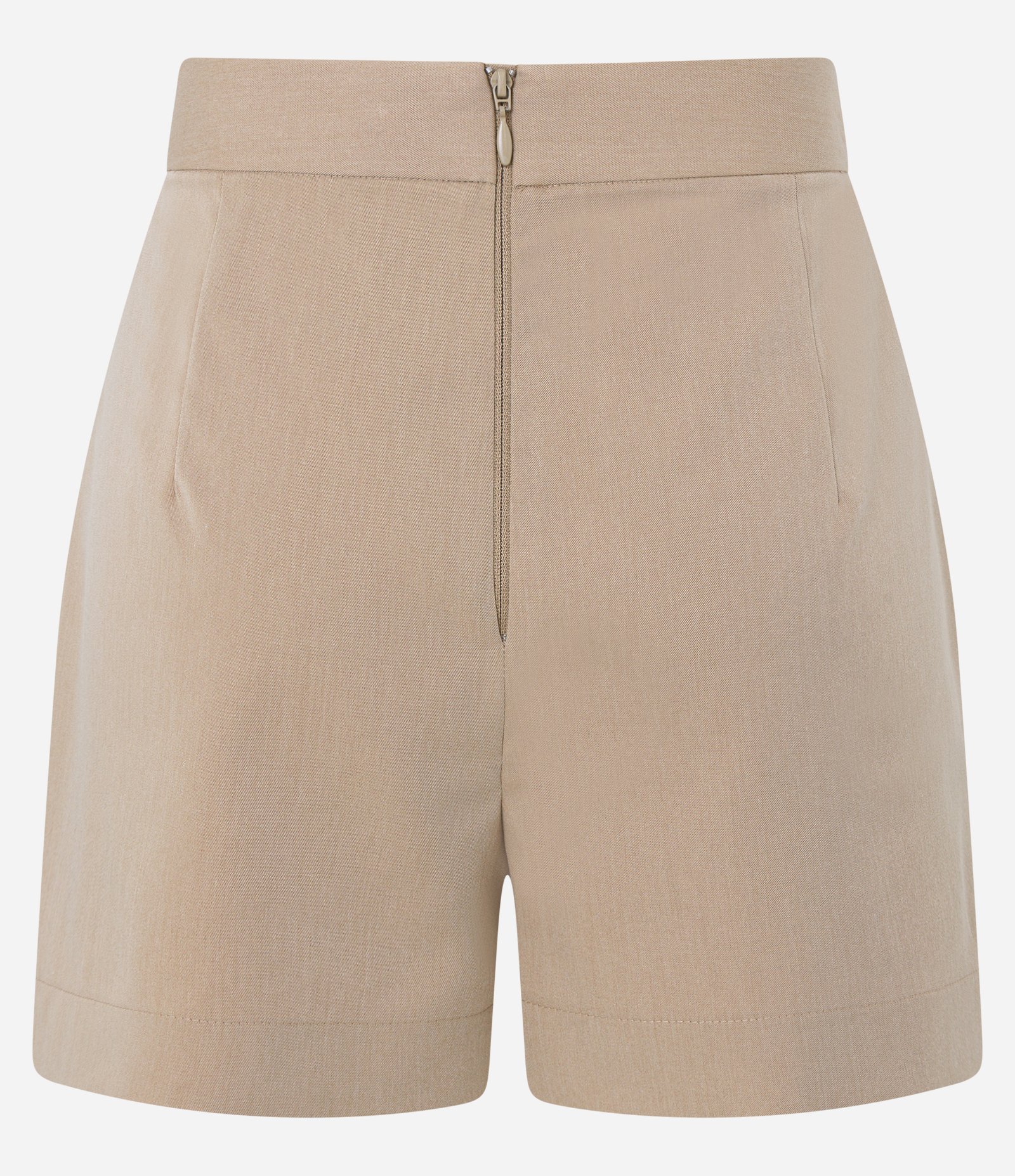 Short Saia em Alfaiataria com Prega Frontal Bege 6