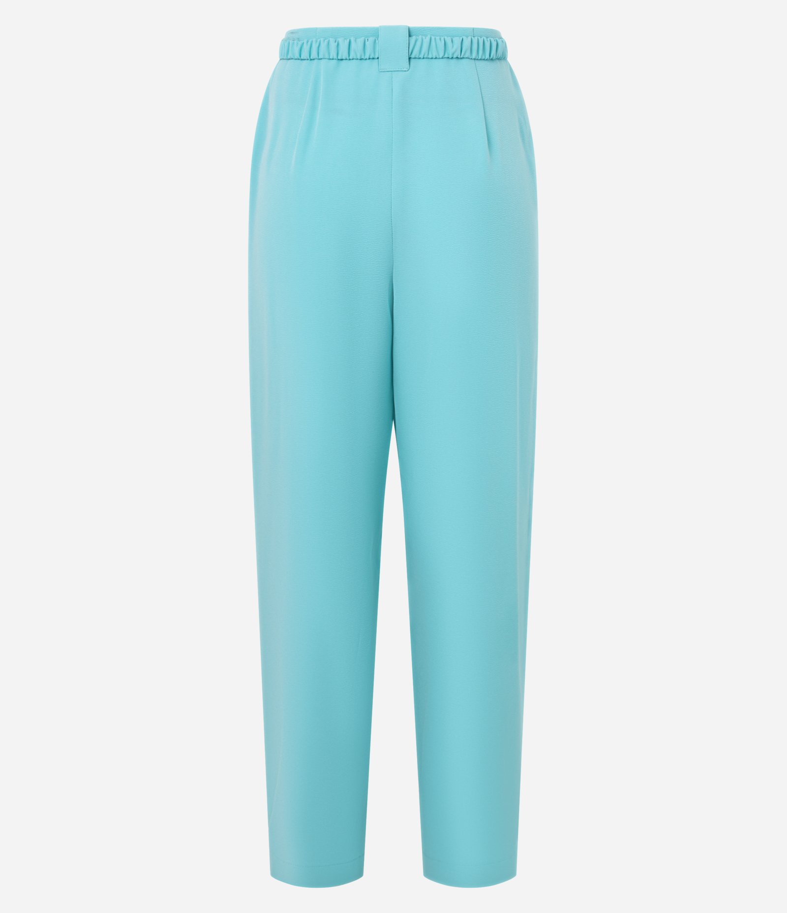 Calça Pantalona em Crepe com Cinto Elástico Afivelado Azul 6