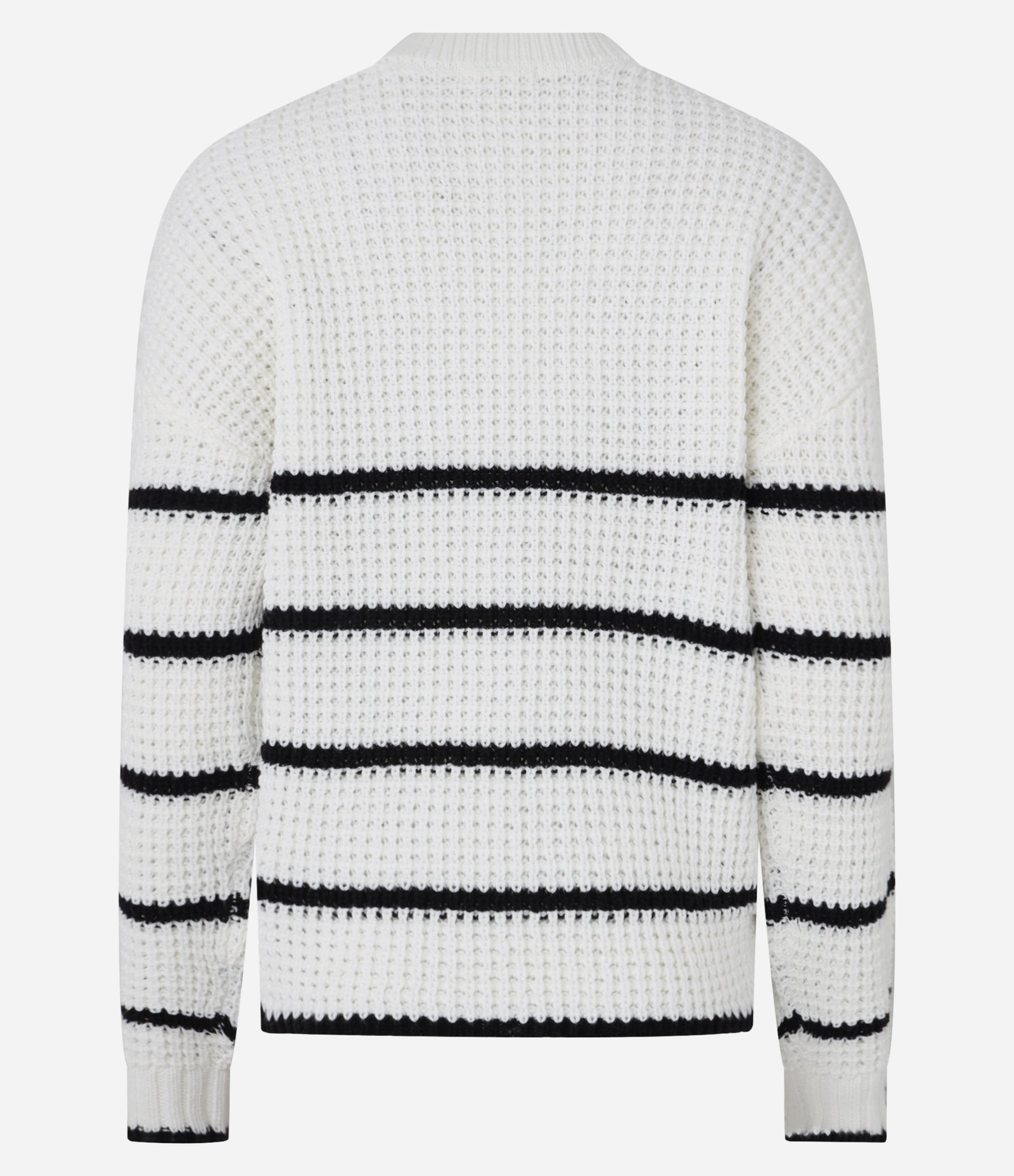 Suéter em Tricô com Cava Deslocada e Listras Horizontais Branco Neve 7