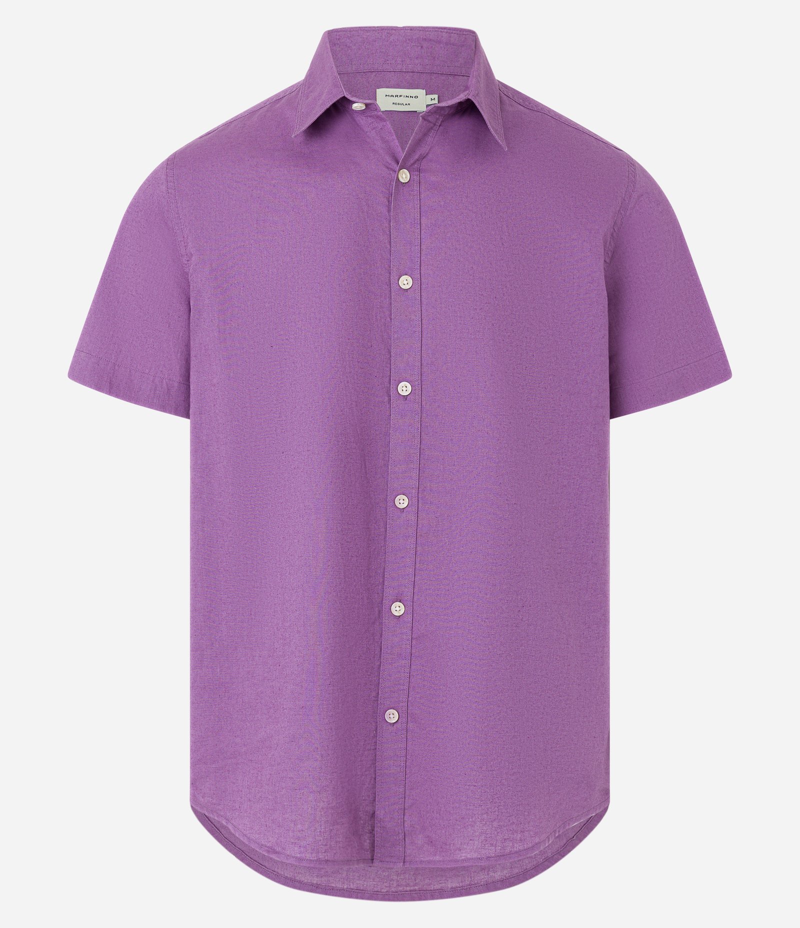 Camisa Comfort Básica em Linho com Manga Curta Lilás 5