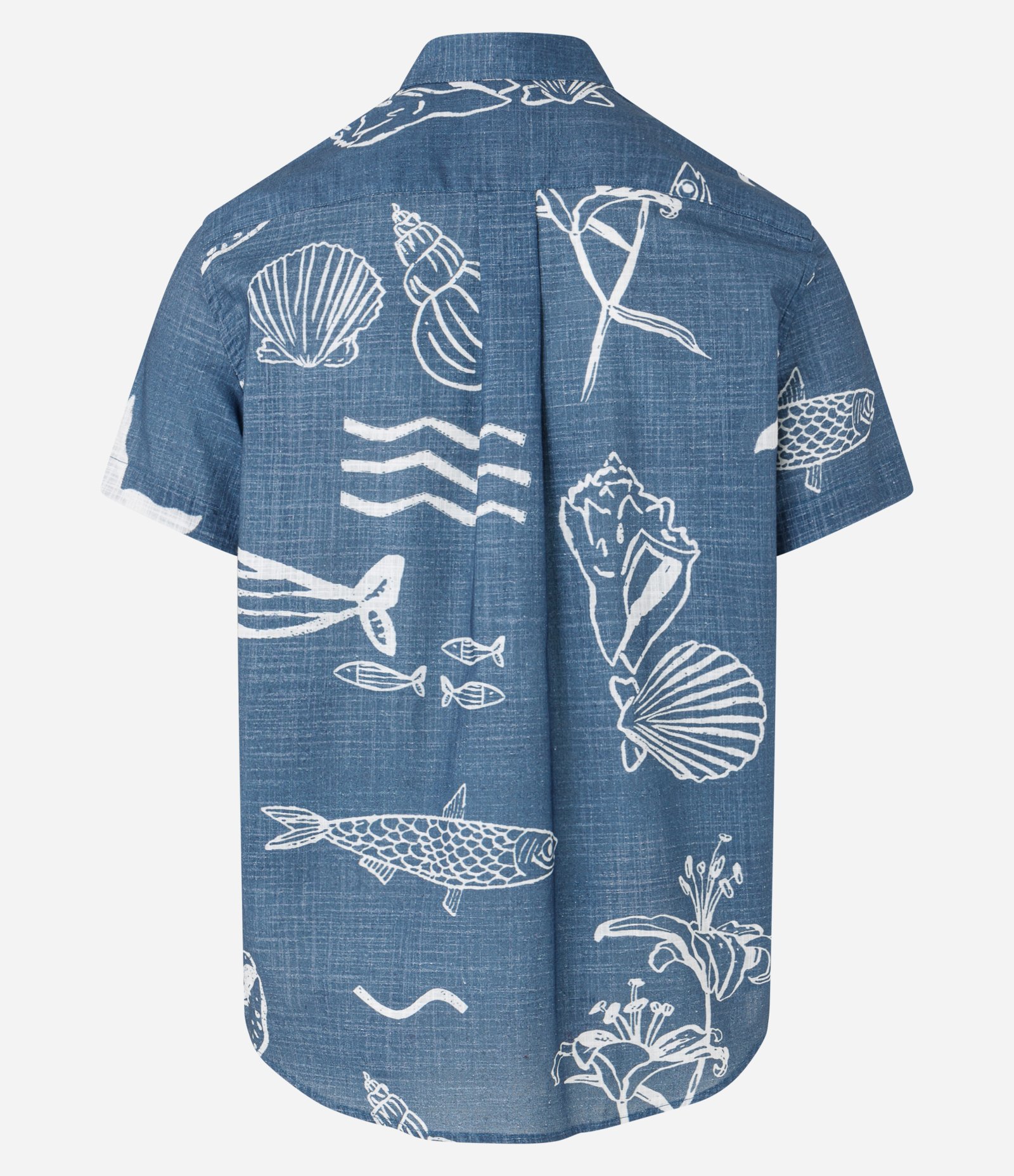 Camisa Regular em Voil com Estampa de Fundo do Mar Azul 7