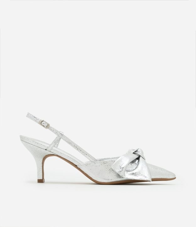Sapato Scarpin Slingback com Laço Aplicado