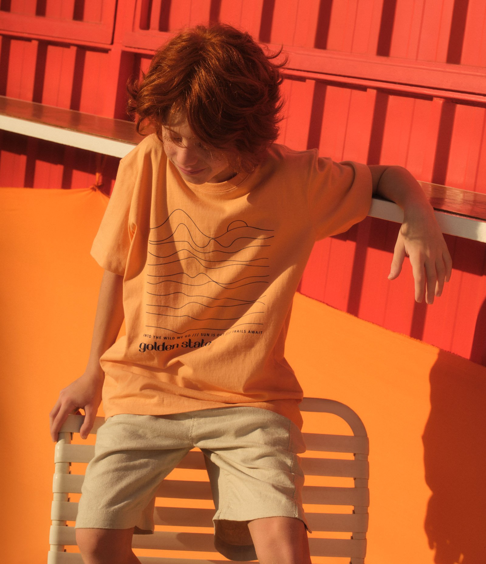 Camiseta Infantil com Estampa de Pôr do Sol - Tam 5 a 14 anos Laranja 1