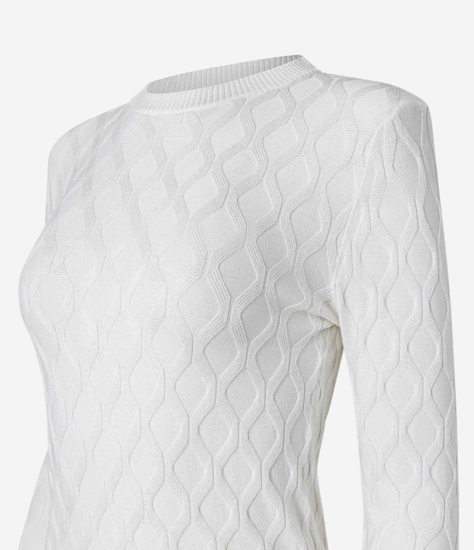 Blusa em Tricô com Ombreira e Textura Branco 7