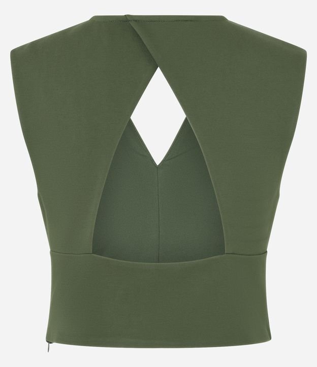Blusa em Ponto Roma com Decote Transpassado nas Costas