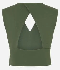 Blusa em Ponto Roma com Decote Transpassado nas Costas