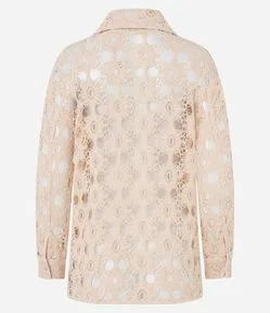 Camisa com Efeito Crochê e Vista Oculta