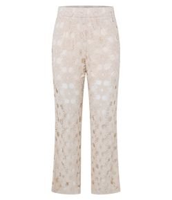 Calça Reta Cintura Alta com Efeito Crochê