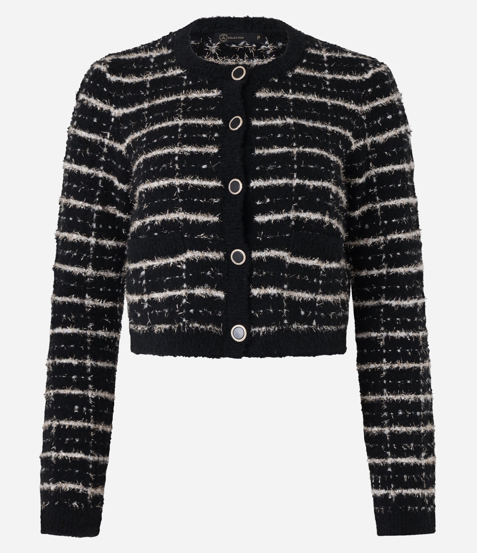 Cardigan Cropped em Tweed Xadrez Preto 6