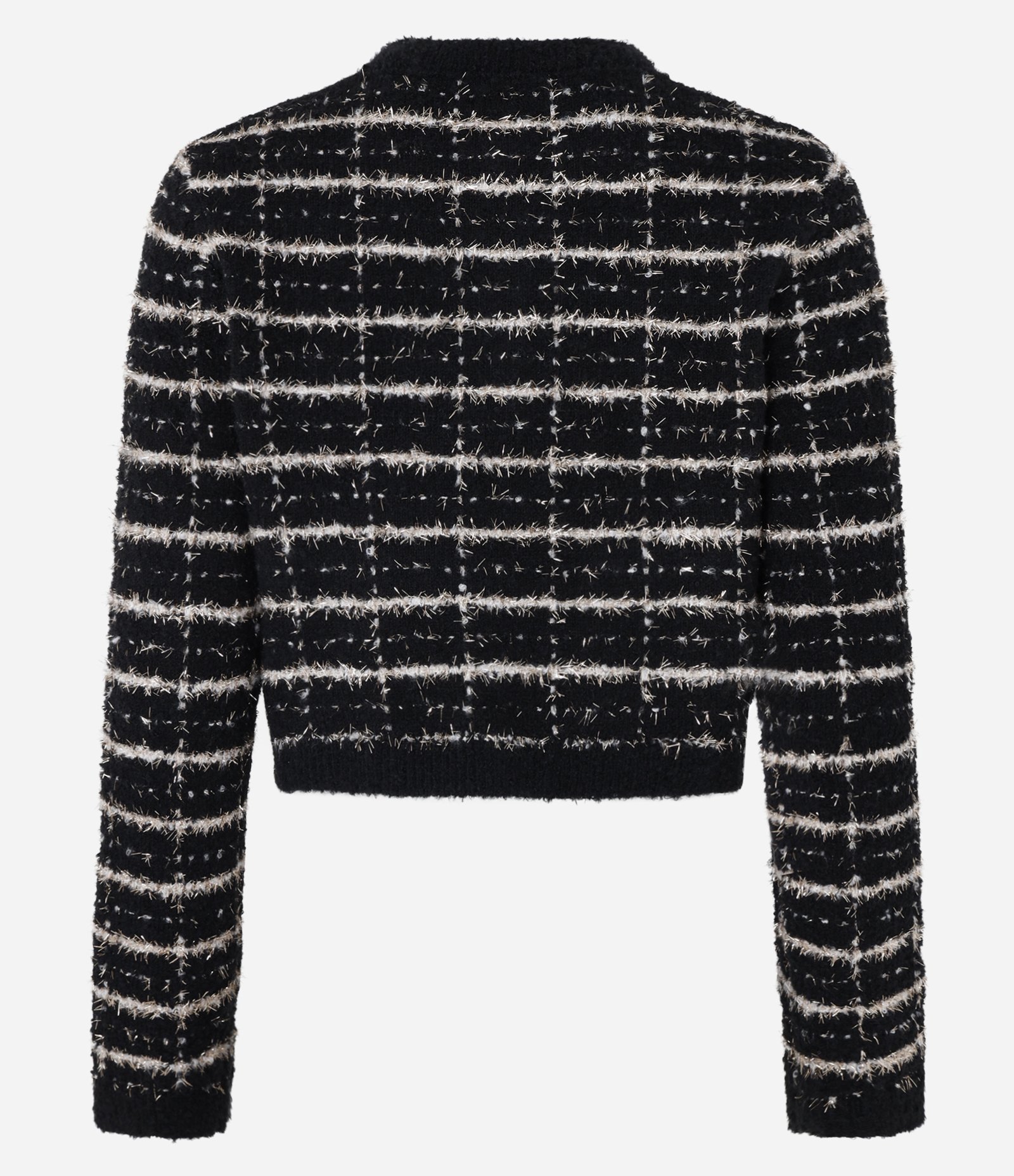 Cardigan Cropped em Tweed Xadrez Preto 8