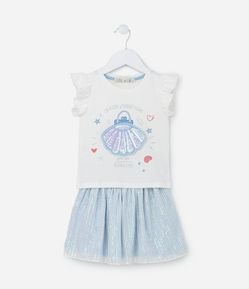 Conjunto Infantil com Estampa Interativa de Conchinha - Tam 1 a 5 Anos