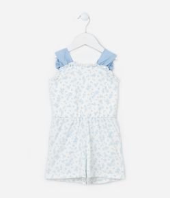 Macaquinho Infantil com Estampa Floral e Laço nas Alças - Tam 1 a 5 Anos