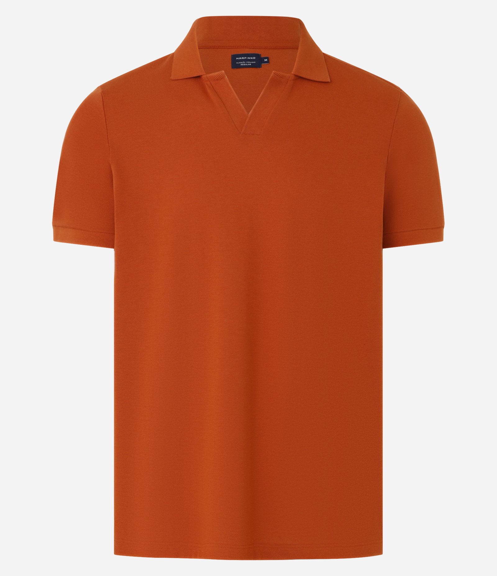 Camisa Polo Regular em Algodão com Textura Laranja 1