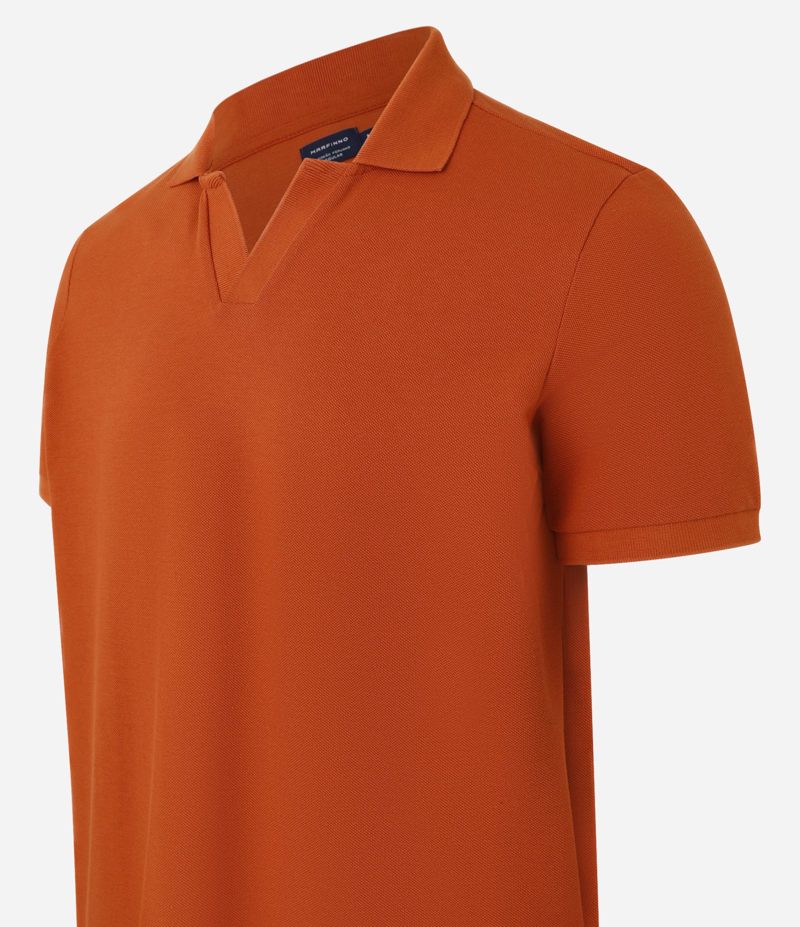 Camisa Polo Regular em Algodão com Textura Laranja 2
