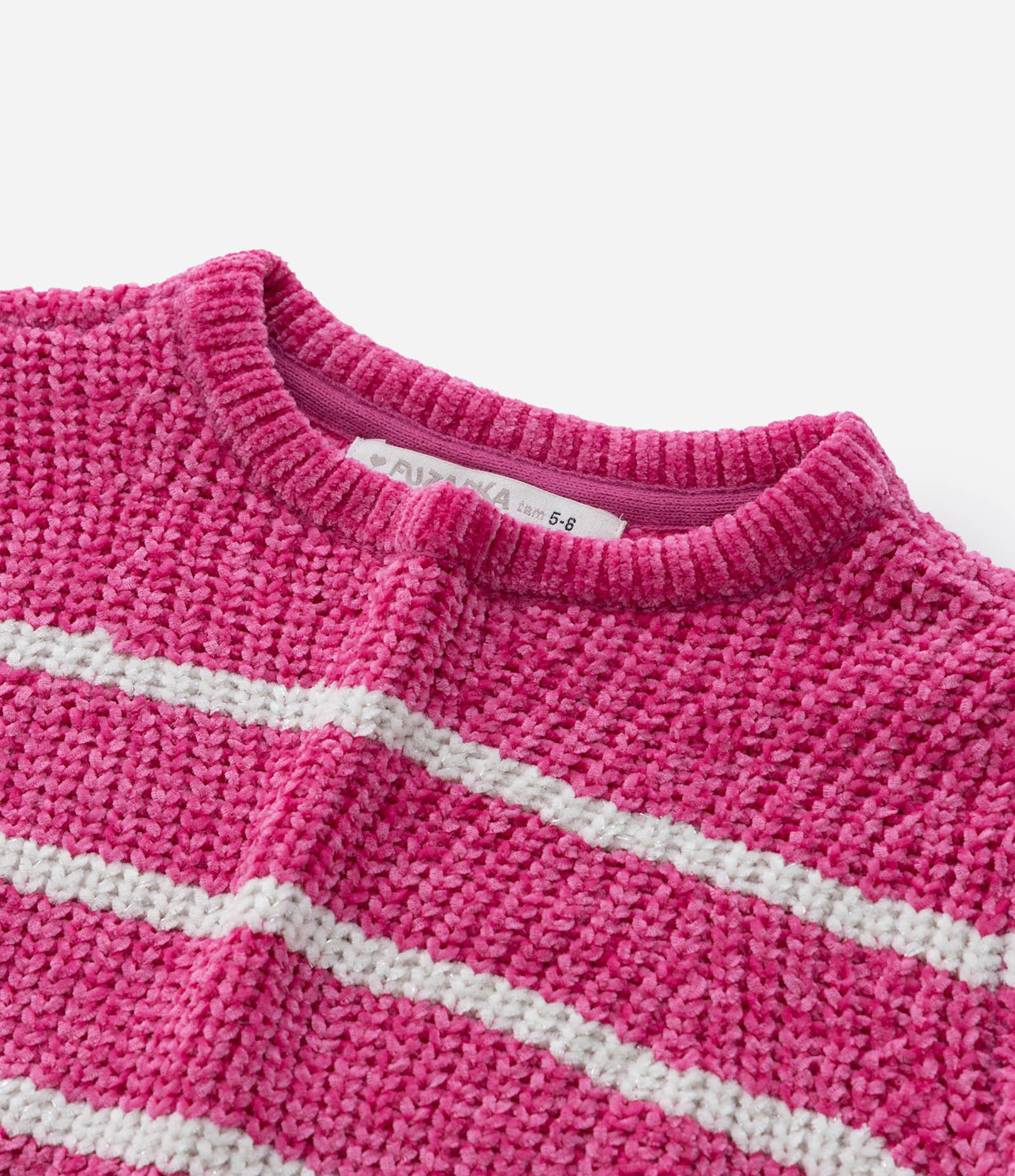 Suéter Infantil com Fio Metalizado e Estampa Listrada - Tam 5 a 14 Anos Rosa 5