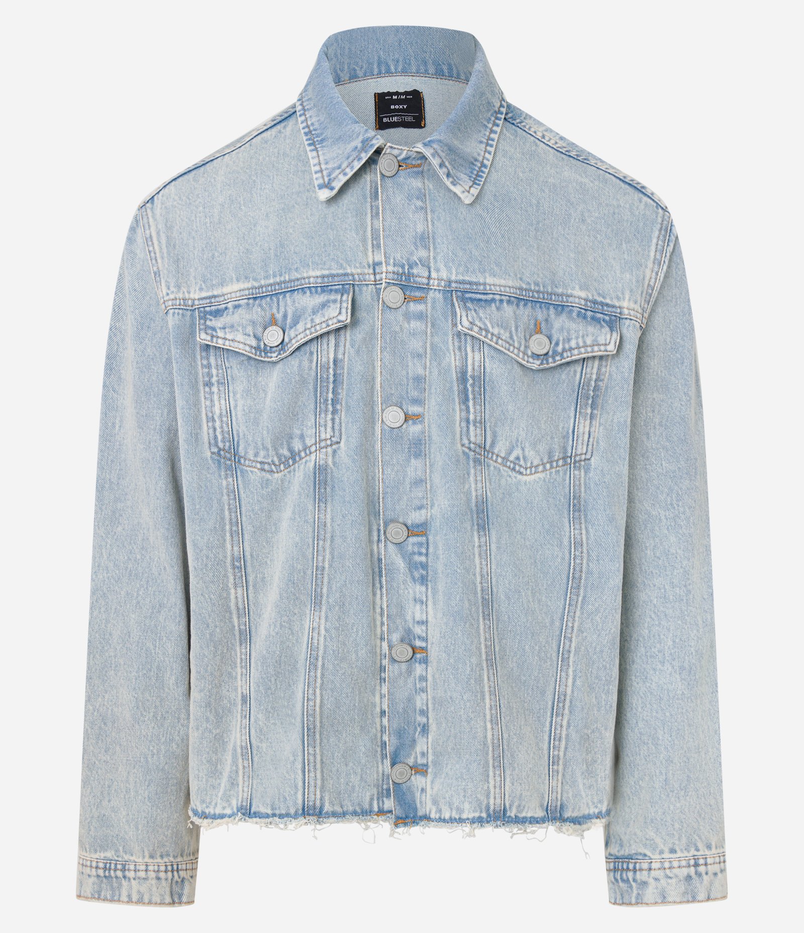 Jaqueta Jeans Trucker com Barra a Fio Azul 5