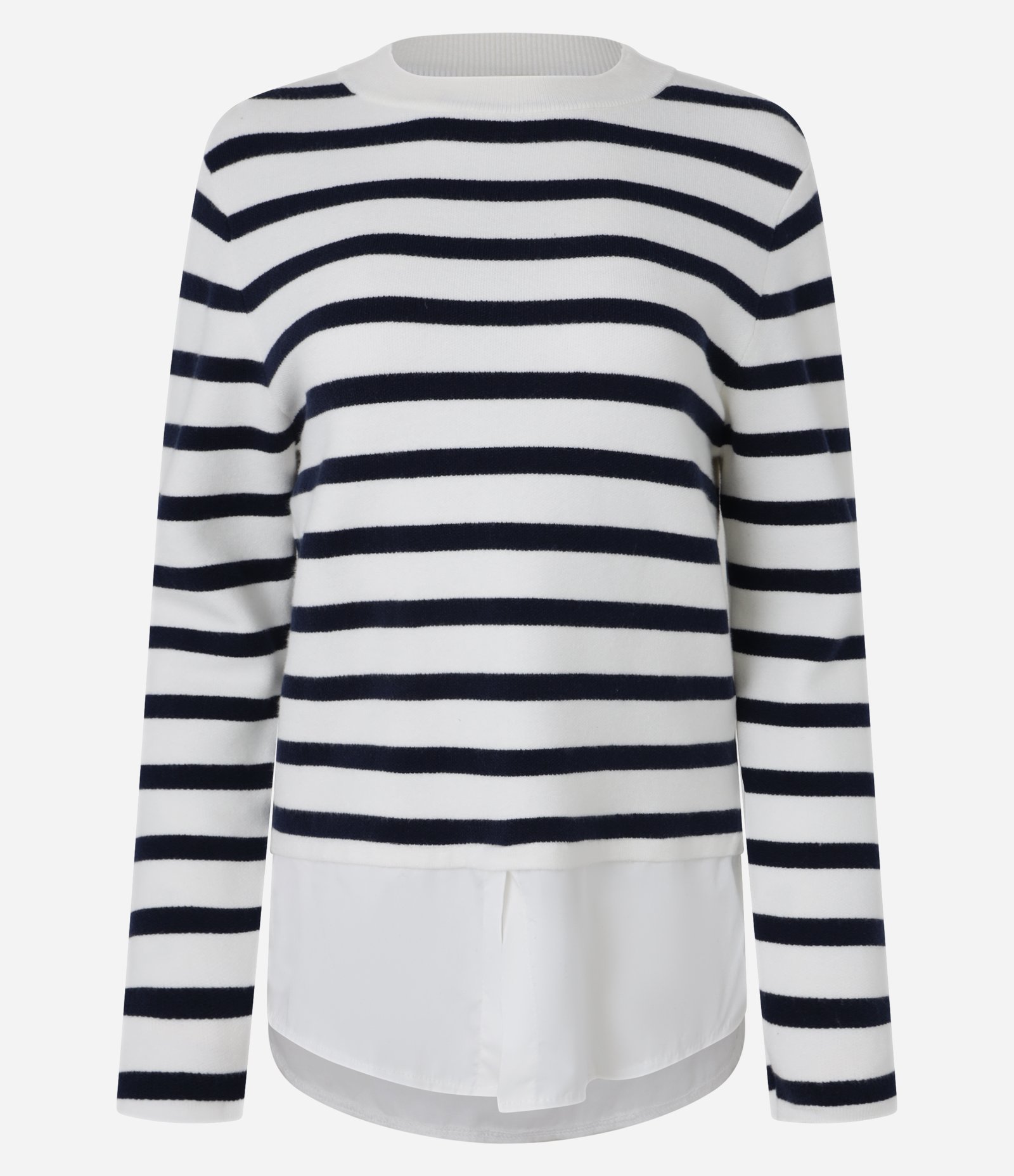 Suéter em Tricô com Listras Horizontais Branco/Azul 6