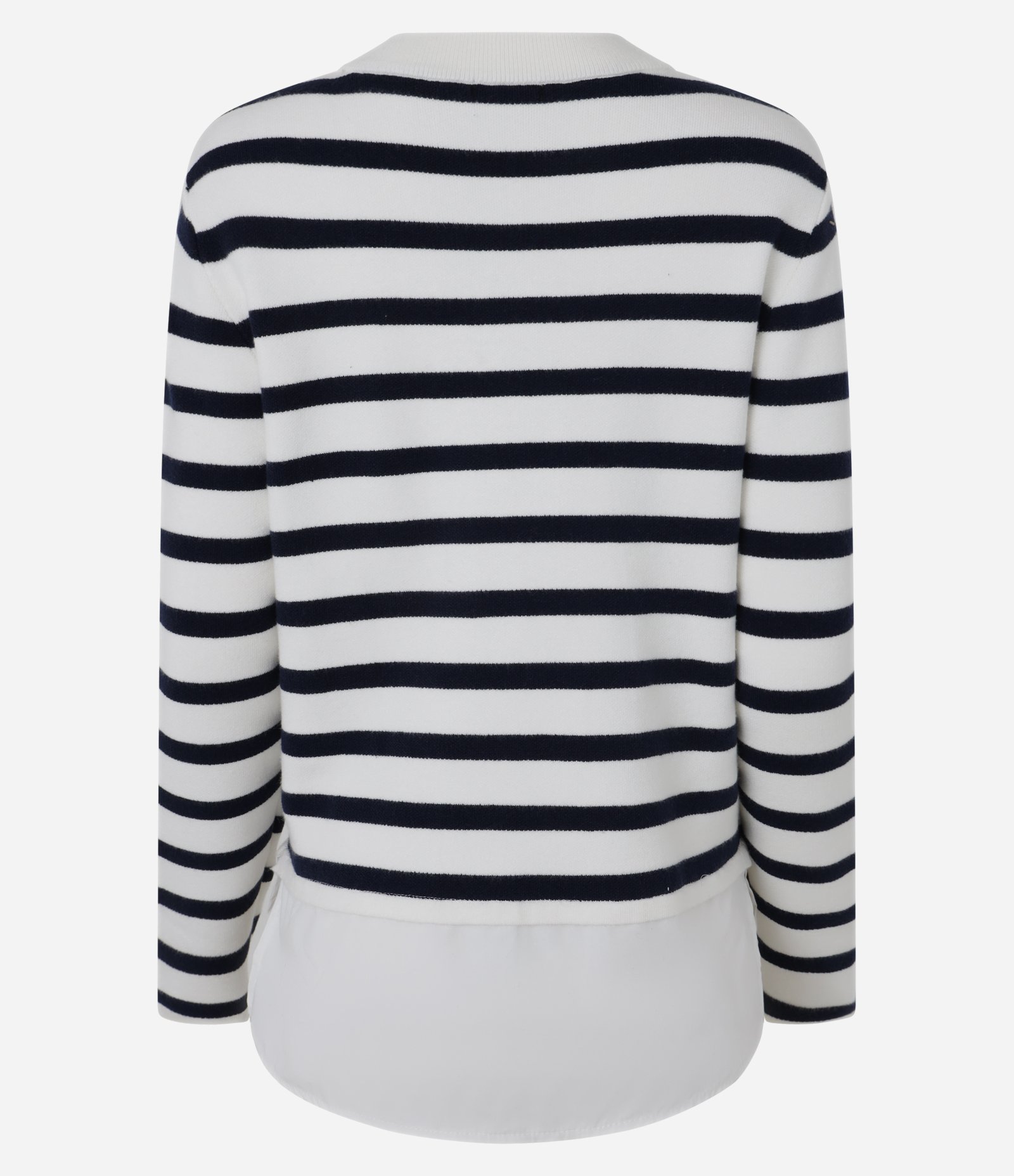 Suéter em Tricô com Listras Horizontais Branco/Azul 7