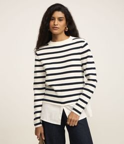 Suéter em Tricô com Listras Horizontais
