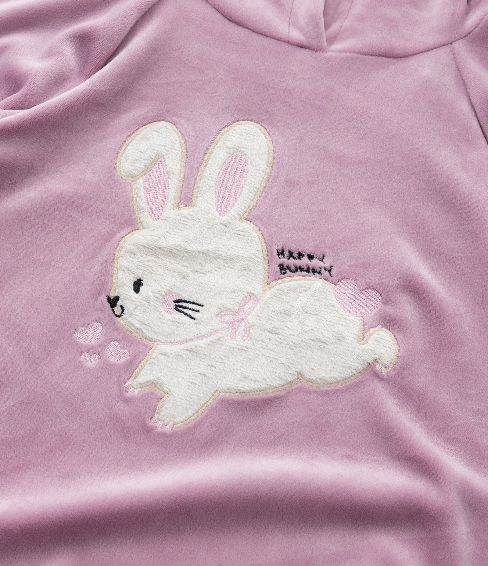 Conjunto Infantil em Plush com Bordado Coelhinha - Tam 1 a 5 Anos Rosa/Bege 10