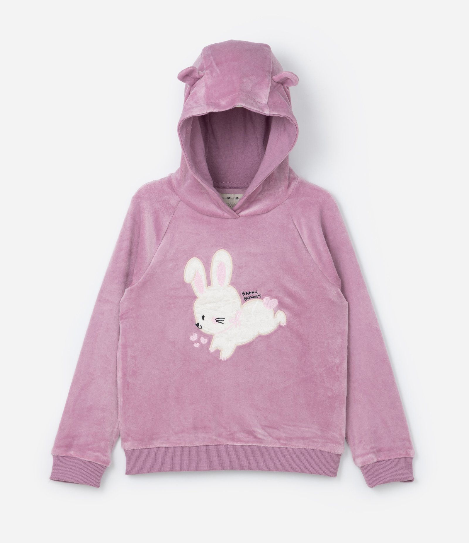 Conjunto Infantil em Plush com Bordado Coelhinha - Tam 1 a 5 Anos Rosa/Bege 4