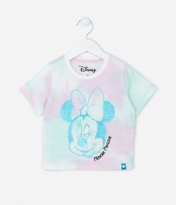 Camiseta Infantil com Estampa Tie Dye e Minnie - Tam1 a 5 Anos
