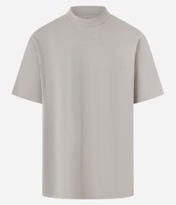 Camiseta Relaxed em Algodão com Gola Canelada