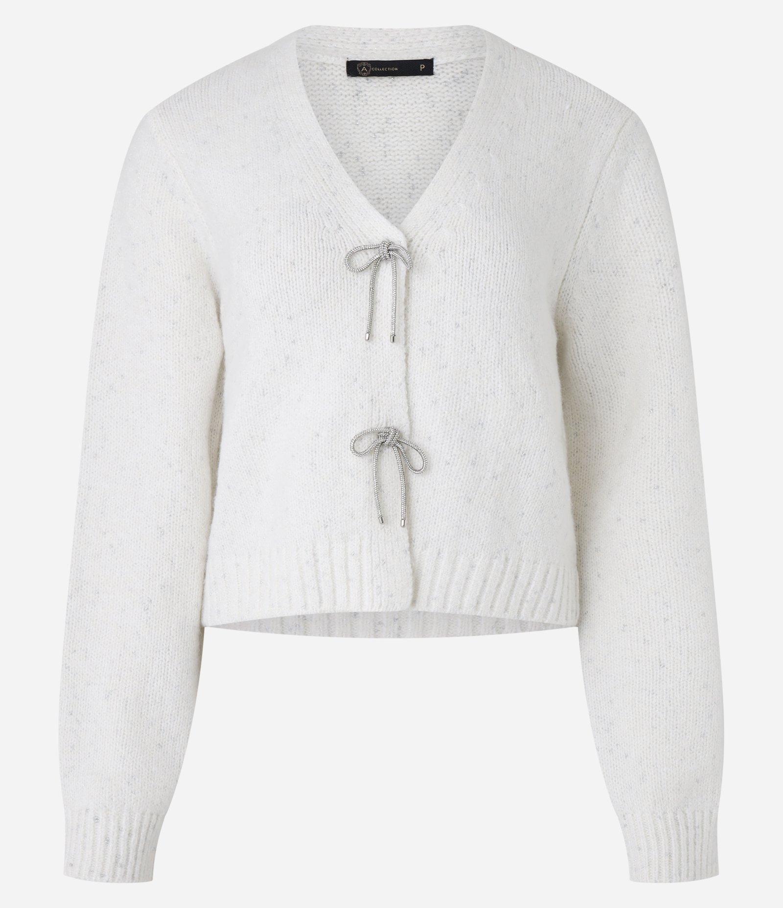 Cardigan em Tricô com Fechamento de Laços Branco 7