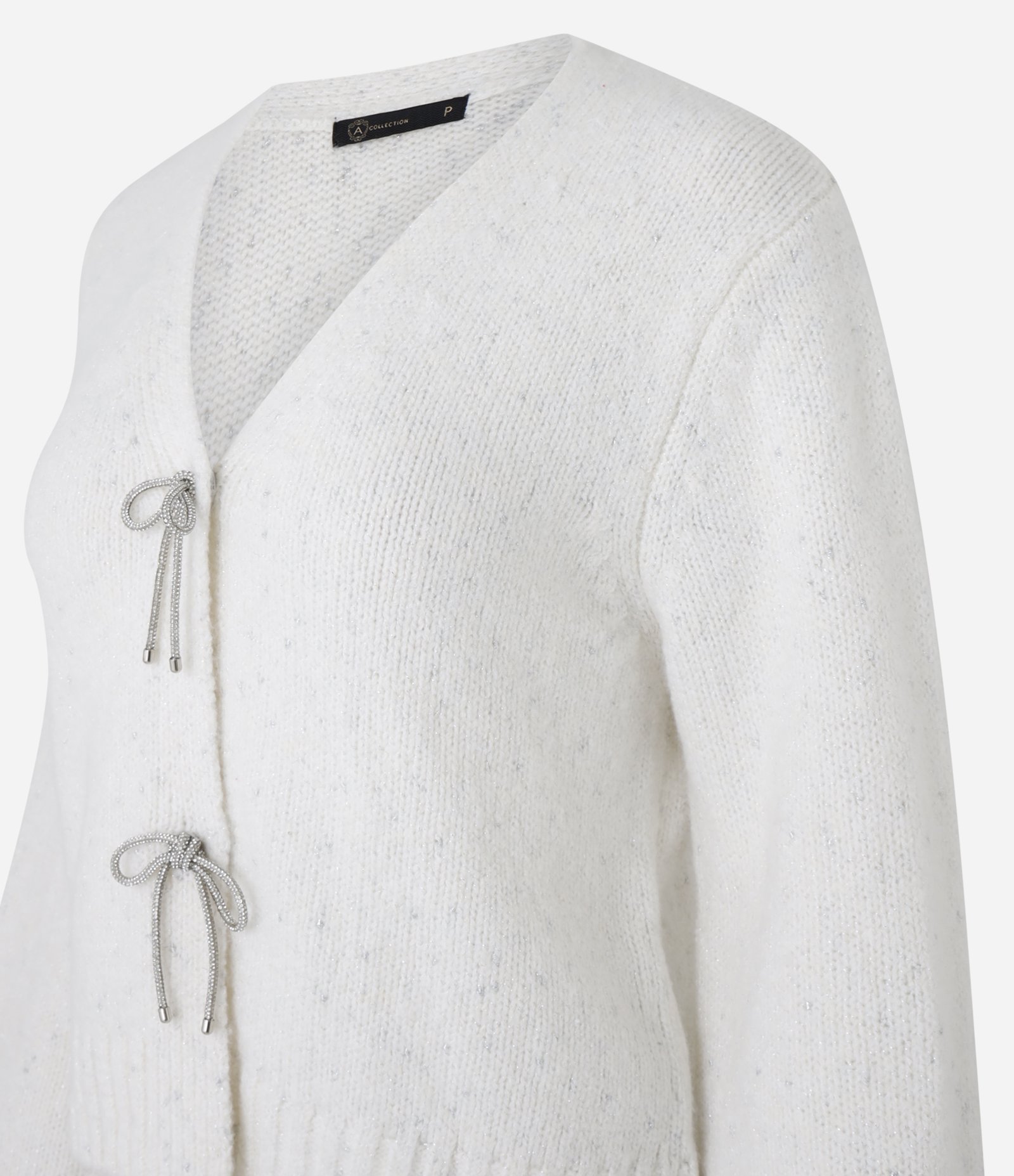 Cardigan em Tricô com Fechamento de Laços Branco 8