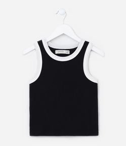 Regata Cropped  Infantil com Viés Contrastante - Tam 5 a 14 anos