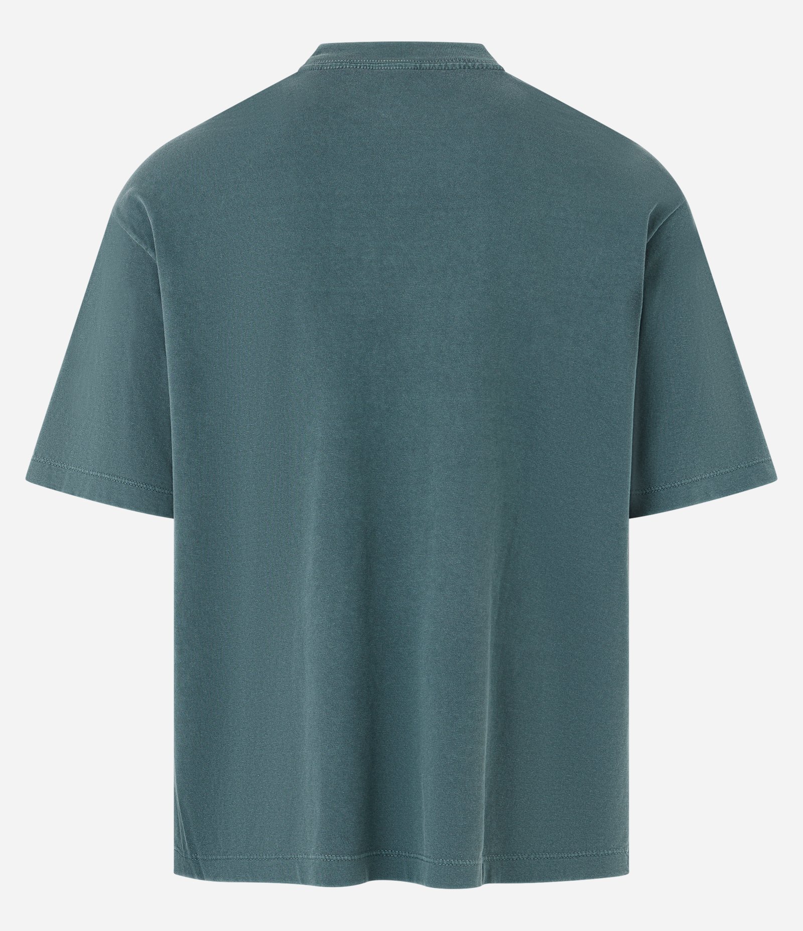 Camiseta Boxy em Algodão Estonada com Gola Alta Verde Musgo 7