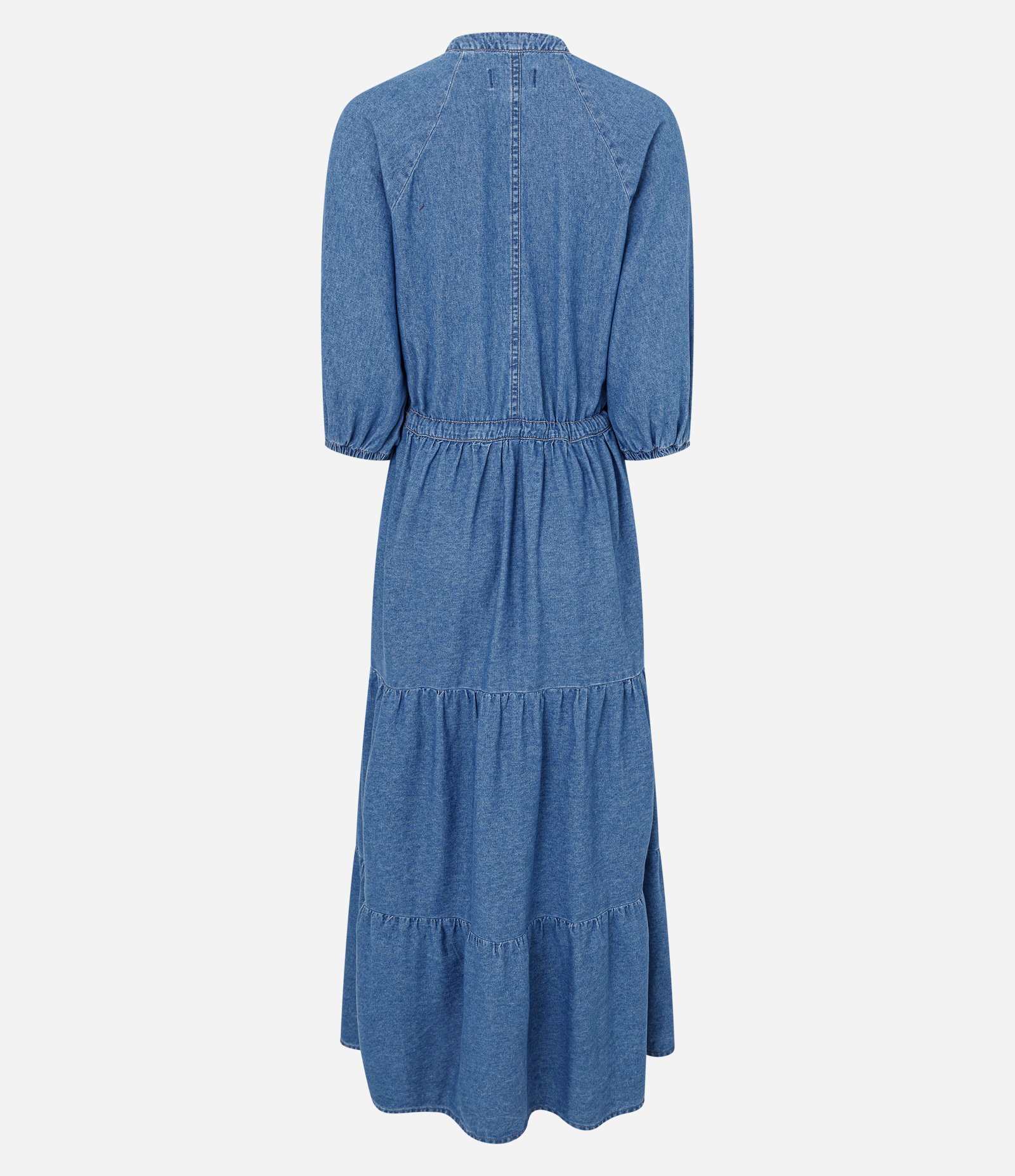 Vestido Long Midi em Jeans com Manga Bufante Azul 7