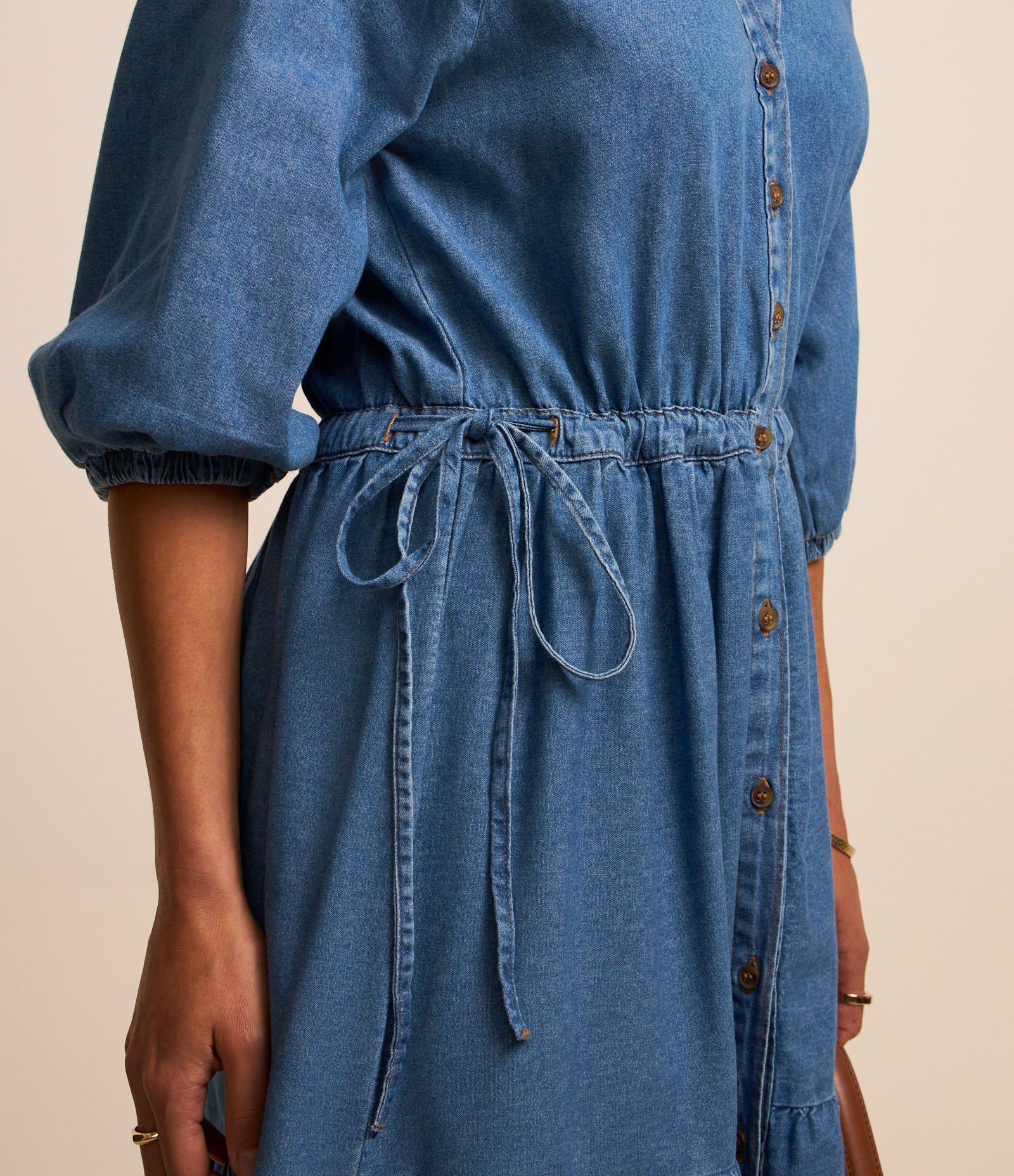 Vestido Long Midi em Jeans com Manga Bufante Azul 5