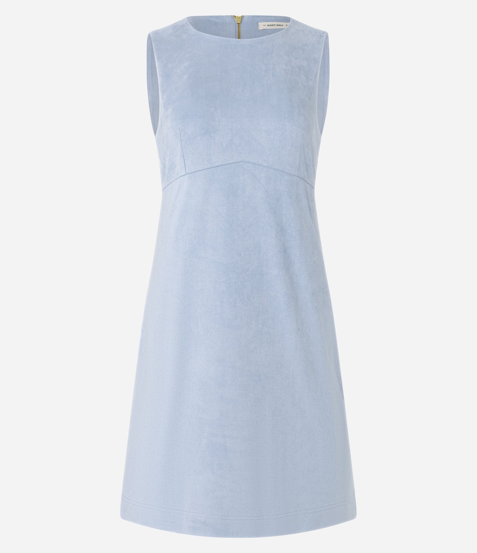 Vestido Curto em Suede Sem Manga com Decote Redondo Azul 5