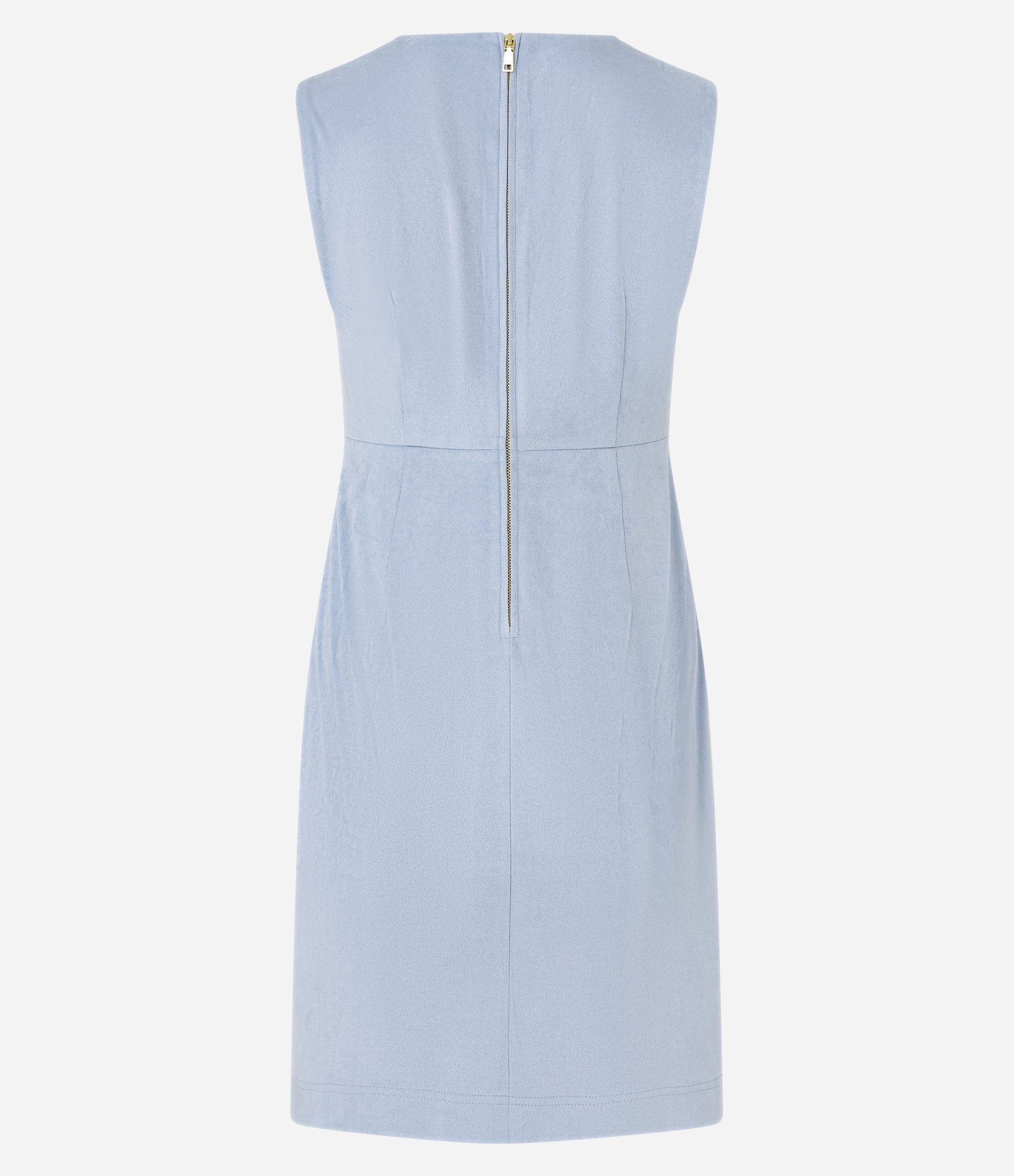Vestido Curto em Suede Sem Manga com Decote Redondo Azul 6