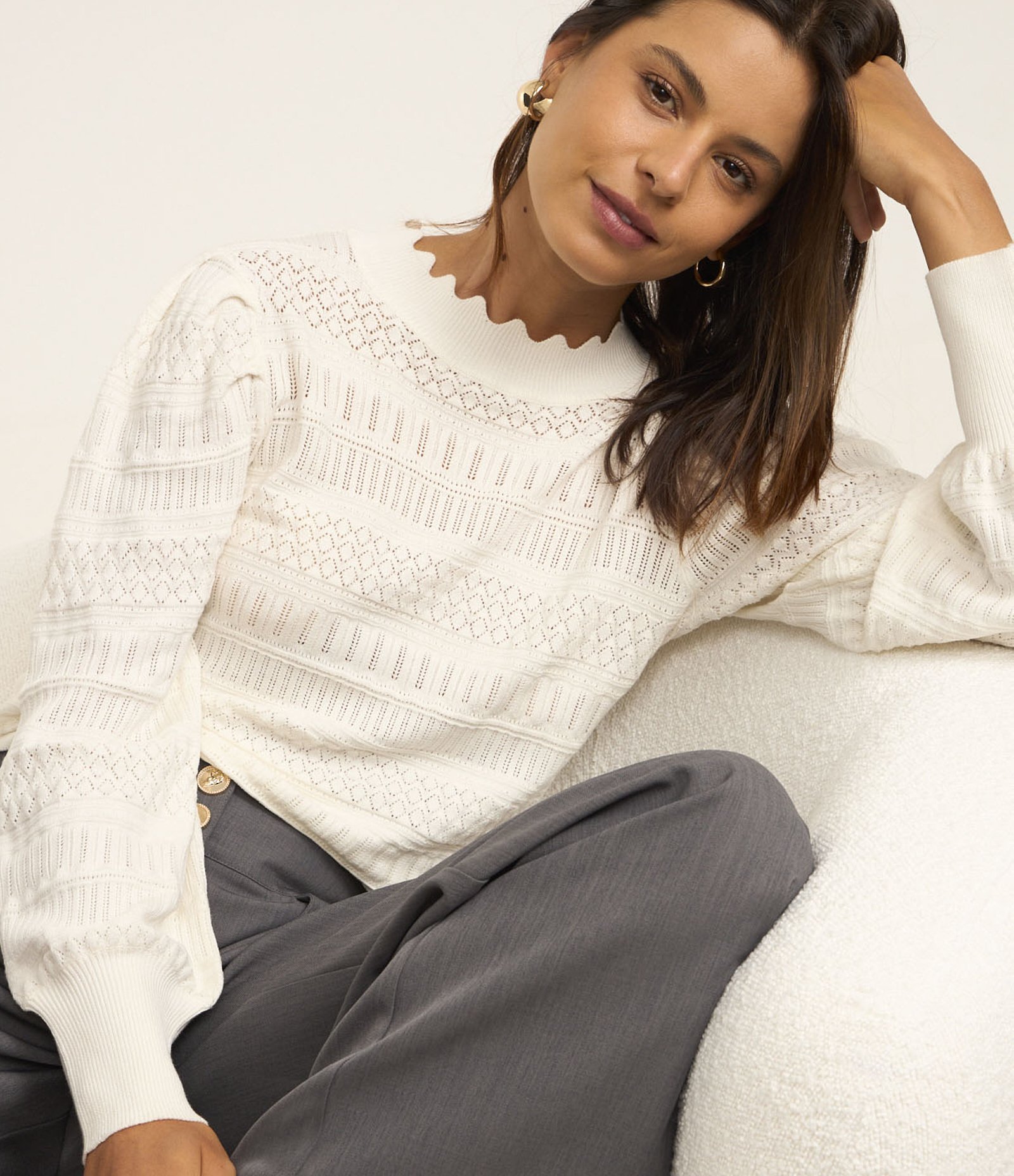 Suéter em Tricot com Pontos Diferenciados 1