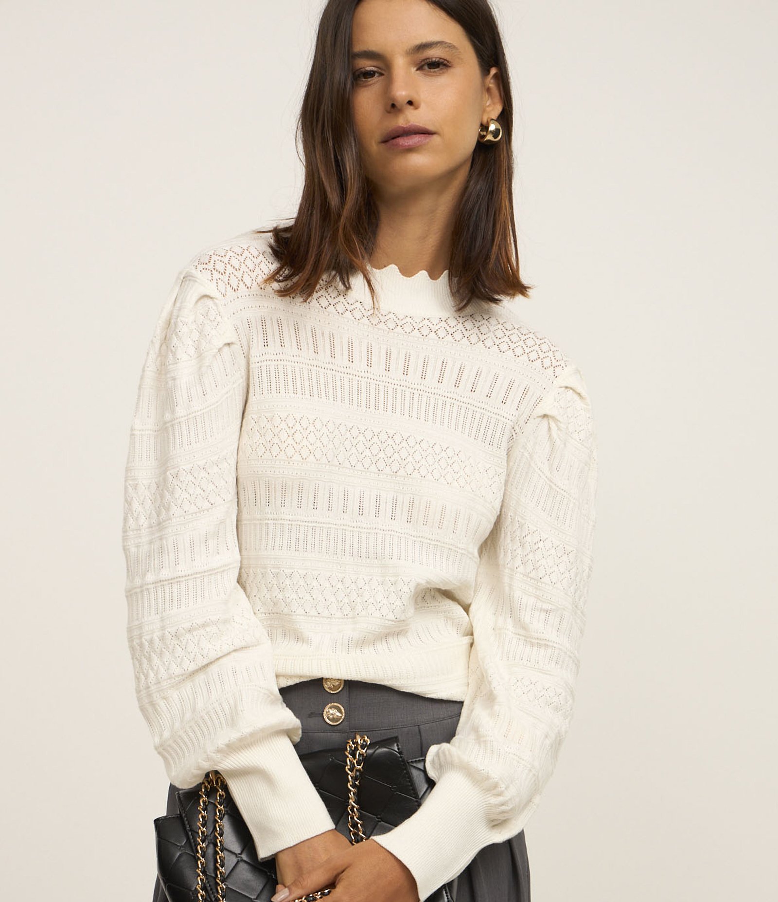 Suéter em Tricot com Pontos Diferenciados 4