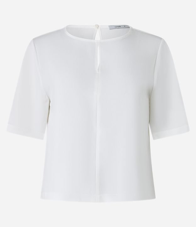 Blusa em Crepe com Vazado na Gola Redonda