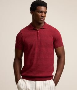 Camisa Polo Regular com Textura em Patchwork