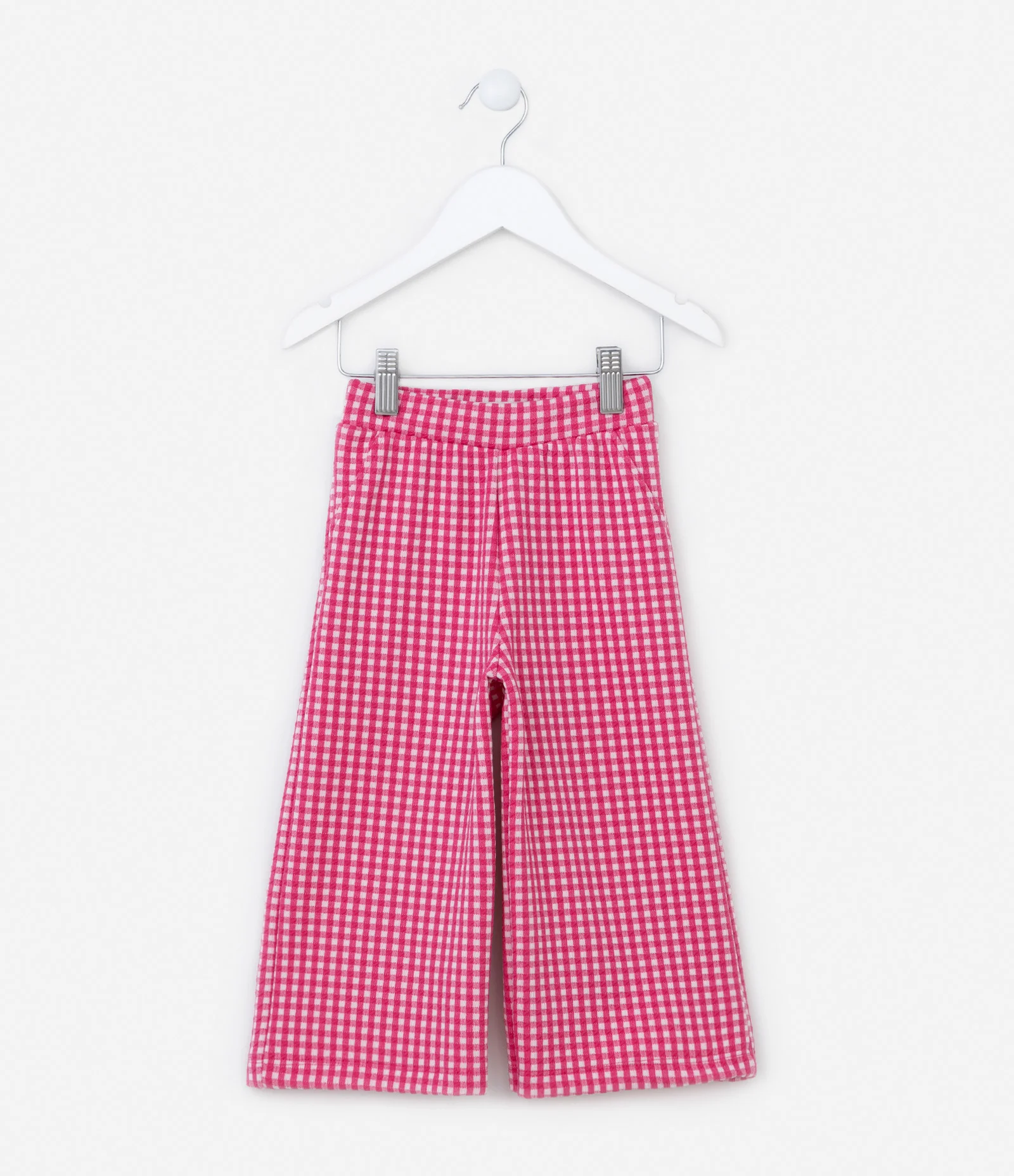 Calça Pantacourt Infantil com Estampa Xadrez Vichy - Tam 1 a 5 Anos Rosa 1