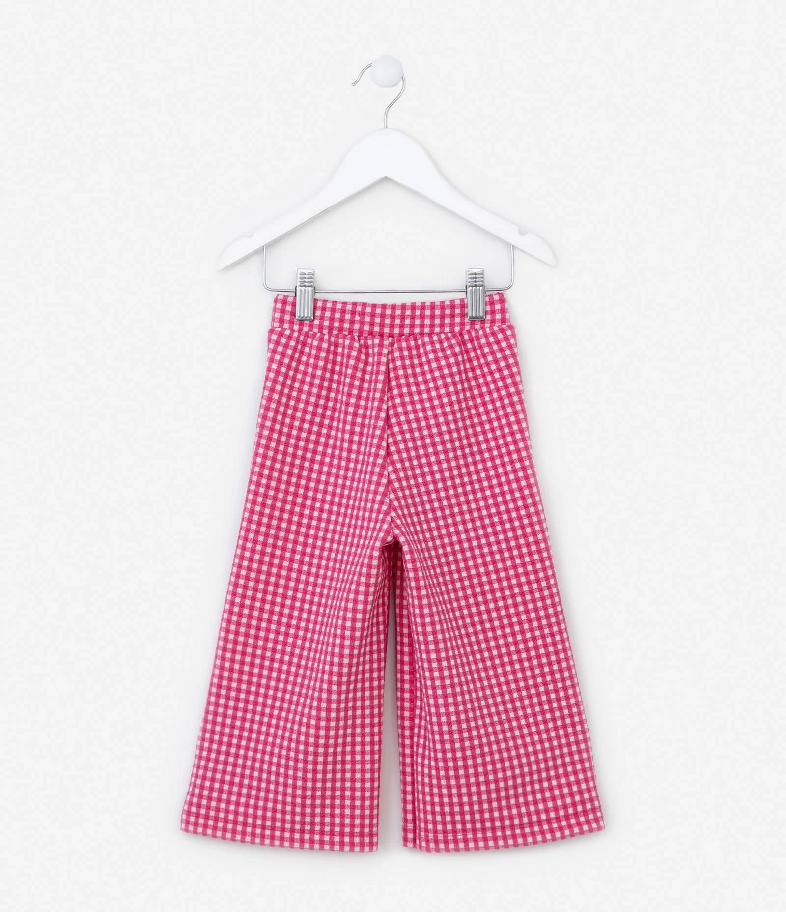 Calça Pantacourt Infantil com Estampa Xadrez Vichy - Tam 1 a 5 Anos Rosa 2