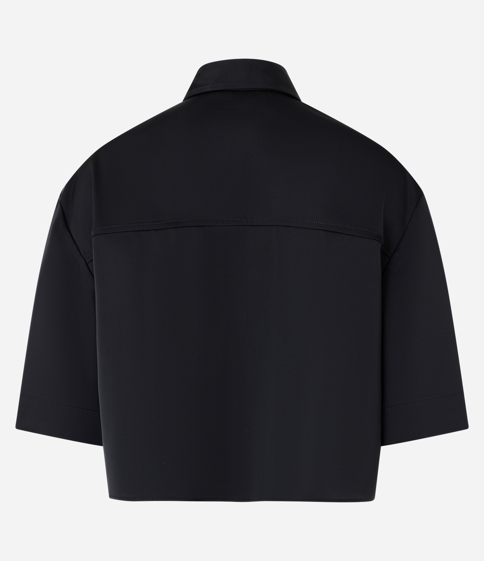 Camisa em Tecido Acetinado com Cava Deslocada Preto 7