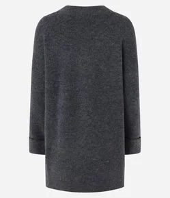 Cardigan Alongado em Tricô com Lã e Fundo Mescla