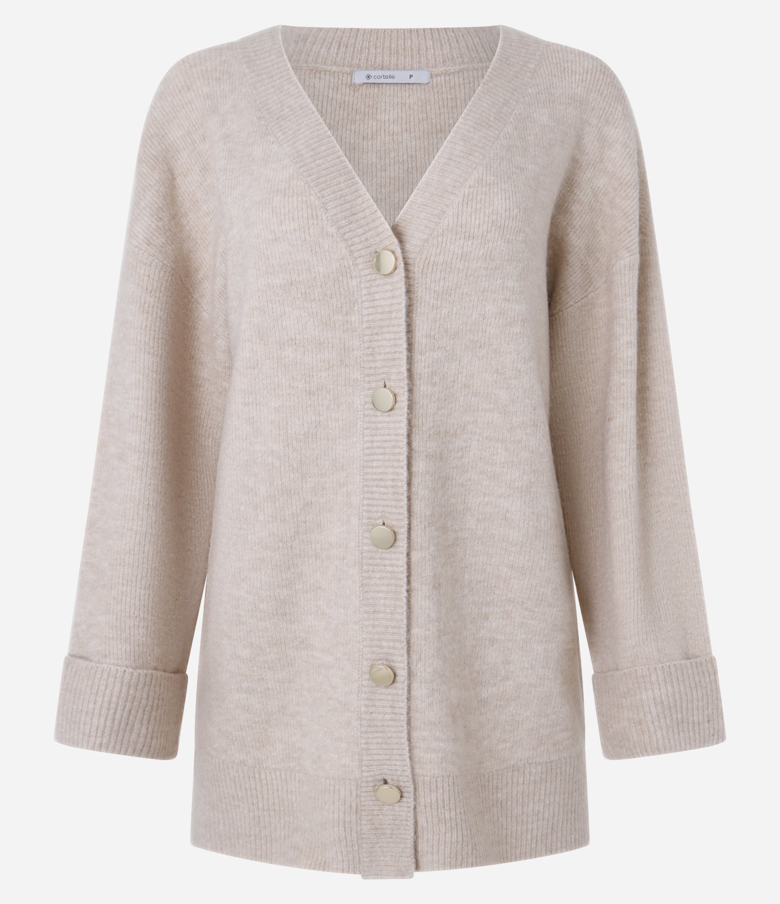 Cardigan Alongado em Tricô com Lã e Fundo Mescla Bege 6