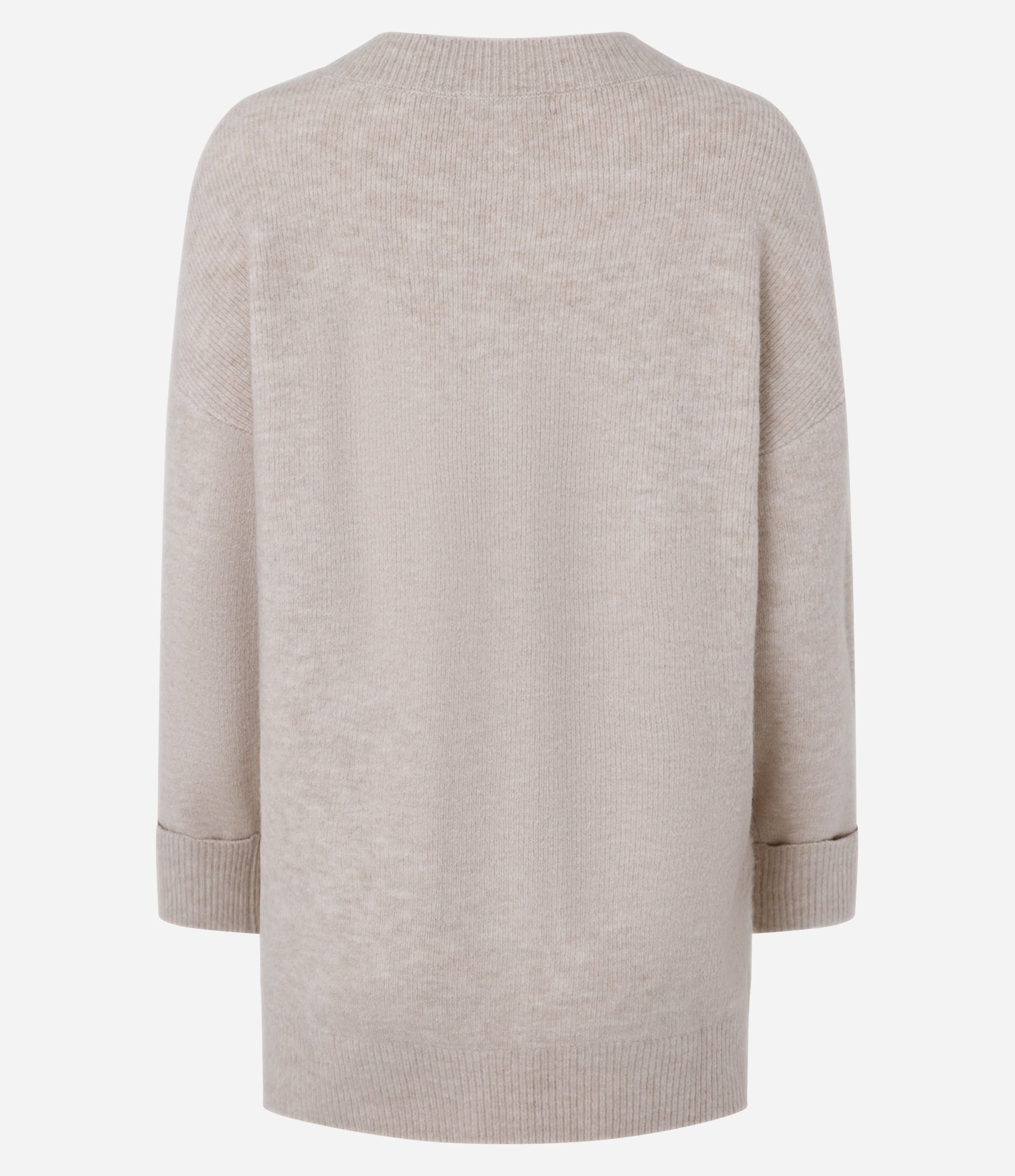 Cardigan Alongado em Tricô com Lã e Fundo Mescla Bege 7